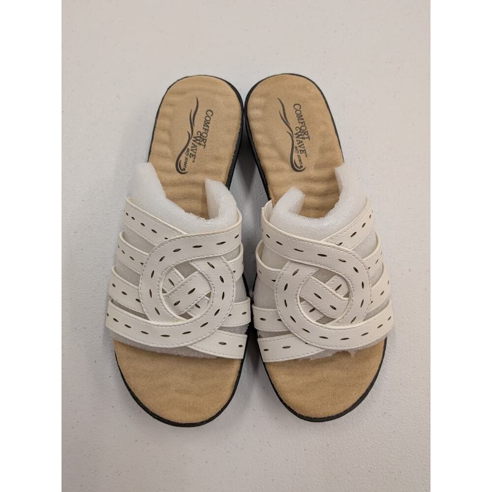 Comfort Wave White Slide Sandals Comfort Footbed Casual Slip On Size 6